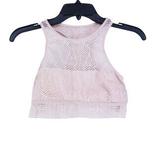 Aerie Womens Razorback High Neck Bralette Blush Pink Size Small
